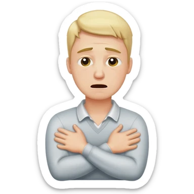  Arms crossed holding neck crying guy sticker