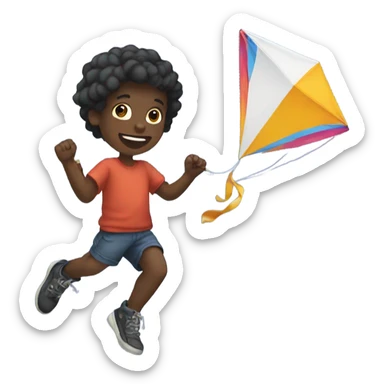 black kid flying kite sticker