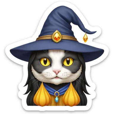 Black and white cat that is a sorcerer sticker