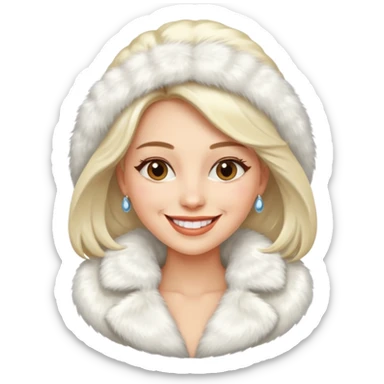 luxary white fur coat woman sticker