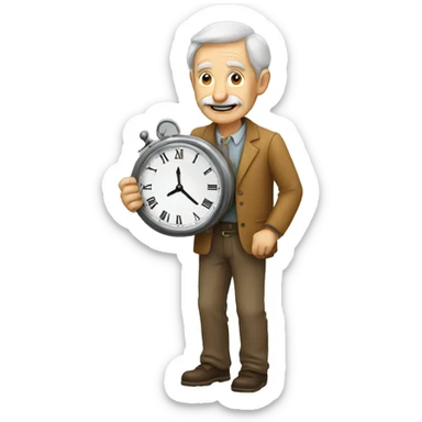 OLD MAN HOLDING CLOCK sticker