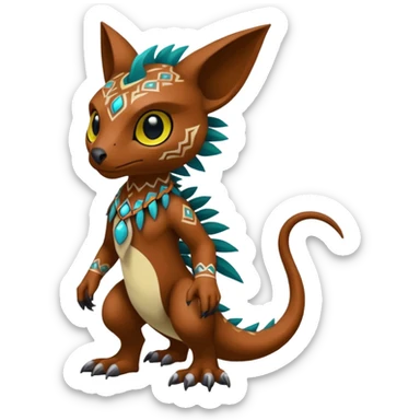 colorful lush edgy spooky tribal exotic patterned beautiful elegant pretty realistic Fakémon-Digimon-Fionbri-Trico-creature (full body) sticker