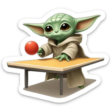 baby yoda playing ping pong sticker