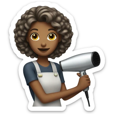 girl hairdresser with hairdryer sticker