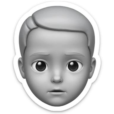 gray metal painted child bust face included sticker