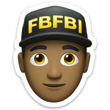 man with yellow "FBI" letters on his cap sticker