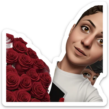 boy with red rose sticker