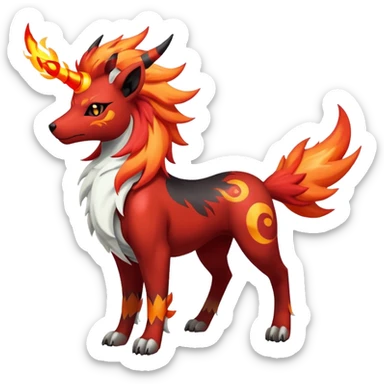 Shiny Exotic Gothic Rapidash-Houndoom-Arcanine-Pokémon-Fakémon-hybrid-creature sticker