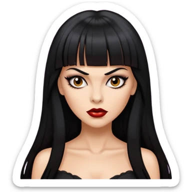 vampira parda sexy com cabelo preto longo e liso e franja sticker