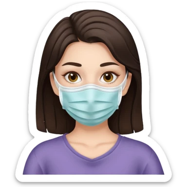 aesthetic brunette girl in face mask sticker