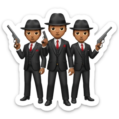 3 mafia members guns sticker