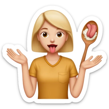 tongue out with hands on the side like they are scopping for something sticker