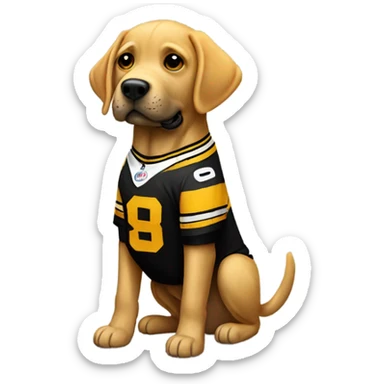 Labrador with Steelers jersey sticker