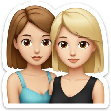 Two women flirting, one with short brown hair and the other with long blonde hair sticker