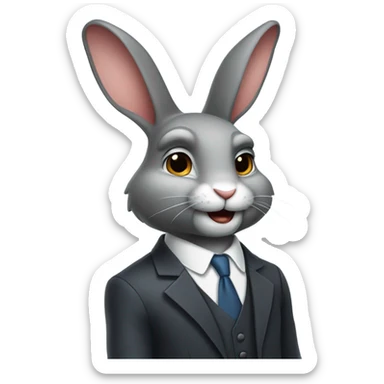 A male rabbit in a suit with a sly smirk sticker