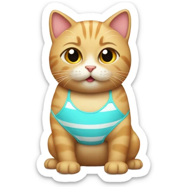 cat wearing a bathing suit sticker