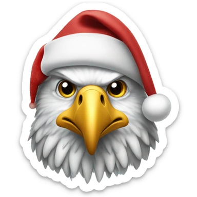 An eagle wearing a Santa hat sticker