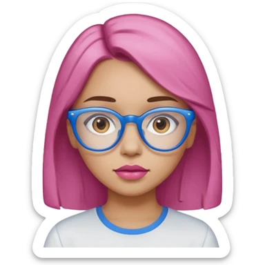 A girl with light skin, brown eyes, blue glasses, pink lips, and ONLY LIGHT BROWN hair. NO PINK!!!
 sticker
