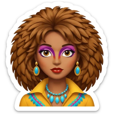 Retro 70s woman face sticker