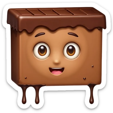Cartoon chocolate mini pastry peeking from behind tiny wall, suspicious eyes, tiny chocolate smudges, chibi style, Twitch emoji style, transparent background, colorful
 sticker