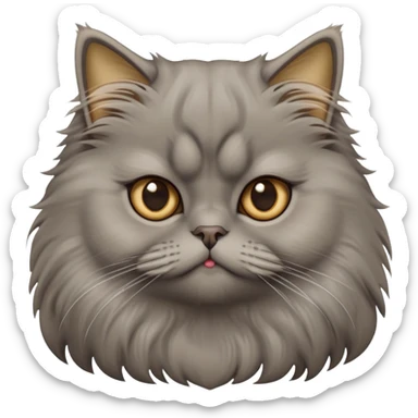 cinematic-adorable-big-eyed-fluffy-grey-persian-cat-portrait-emoji,-head-tilted-playfully-with-a-sweet-expression,-fluffy-grey-fur-with-rich-caramel-and-gold-undertones,-simplified-yet-irresistibly-cute-features-with-large,-expr sticker