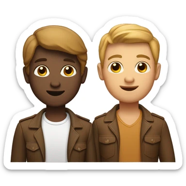 A gay couple one younger one older. The younger one has a caramel turkish skintone. The other is a little whiter italian. sticker