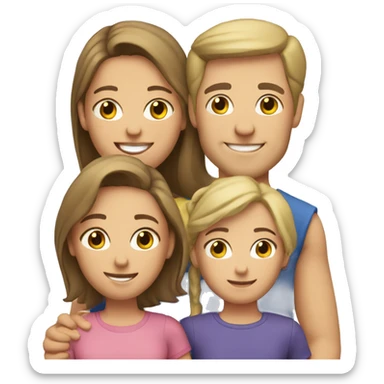 caucasian family with two daughters and a son sticker