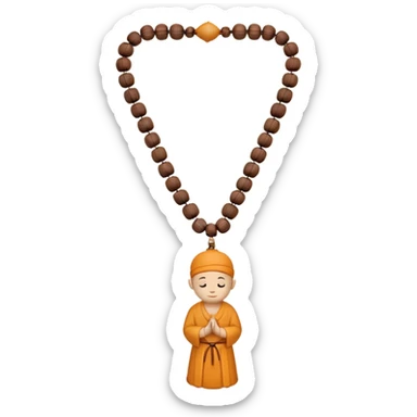 monk necklace object icon, wooden prayer beads with simple pendant, spiritual minimal design, natural wood texture, subtle sacred aura, 3D cartoon style, mobile game icon style, centered, clean background, no text, no watermark
 sticker
