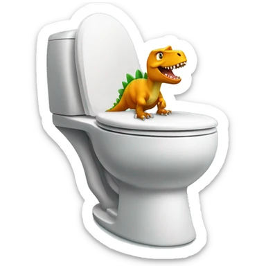 dinosaur pooping on the toilet sticker
