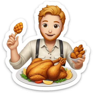 PUBG Victory Winner Winner Chicken Dinner with player celebrating and fried chicken sticker
