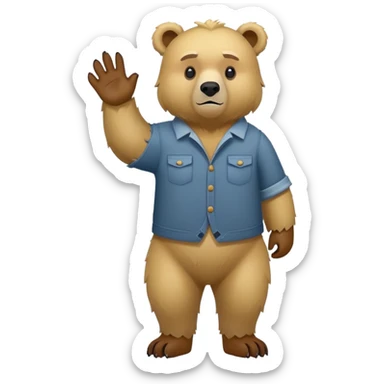 flat toon style blonde grizzly bear full body icon sticker