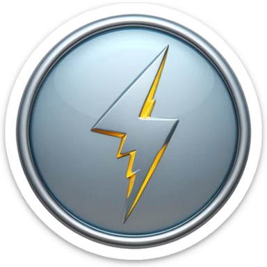 A lightning bolt emoji made of polished silver chrome, sharp yet rounded edges, glossy metallic surface, soft reflections, minimal futuristic design, iOS emoji style, centered, clean white background sticker