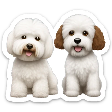 white bichon frise with brown cockapoo  sticker