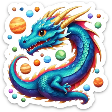 um dragão de planetas sticker