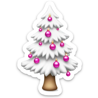 white christmas tree with pink ornaments and pink bow sticker