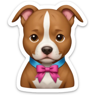 pitbull with head ribbon and shirt sticker