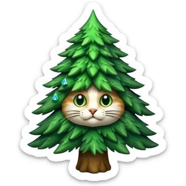 je veux un chapin ! un chat fusionné avec un sapin sticker