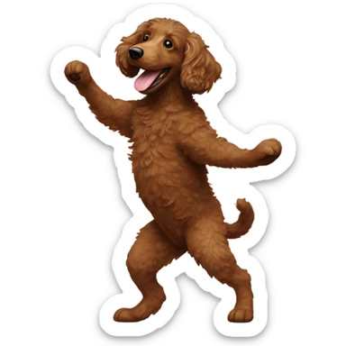 brown Aussie doodle dancing like a human sticker