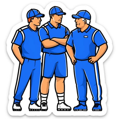 2 football coaches talking wearing caps and athletic clothing sticker