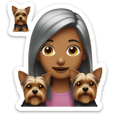 girl with two yorkshire terrier sticker