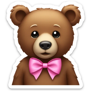Bear with pink bow sticker