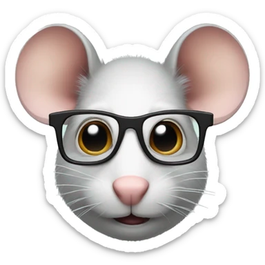 rat with fake moustache and glasses sticker