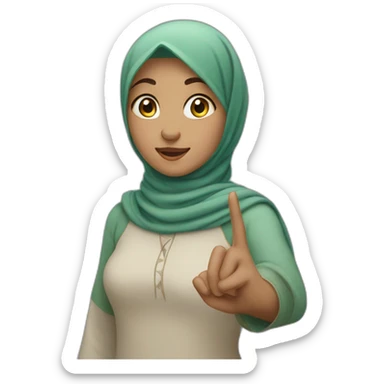 Muslim girl points to the left with her hand sticker