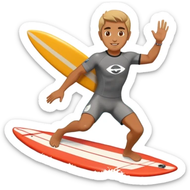 Chico surfeando en bali con camper sticker