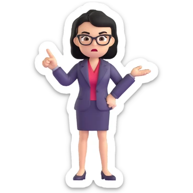 full body angry profesora pointing finger sticker