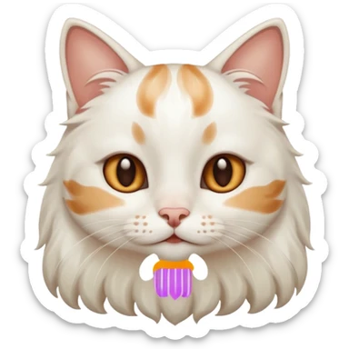gato blanco con manchitas marrones y pelo largo con ojos de enamorado sticker