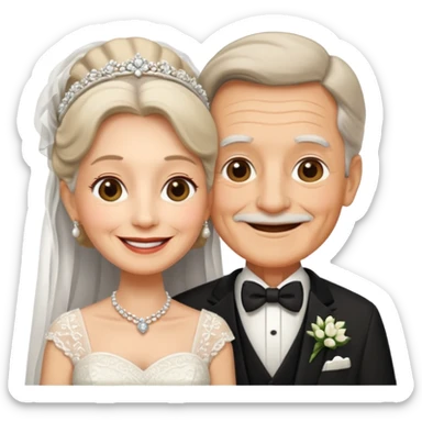 old couple in wedding day sticker