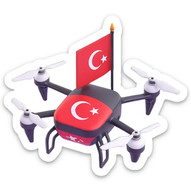 Teknofest milli teknoloji hamlesi emojisi with drone and Turkish flag, national technology emphasis, modern emoji style sticker
