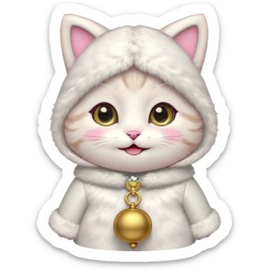 kawaii neko, cute outfit with bell sticker