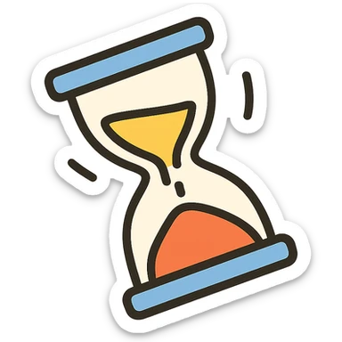 hourglass in motion, aesthetic and minimal, turning over, clean vector icon, soft tones sticker